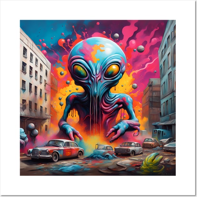 Alien Traffic Jam Splatter Wall Art by Lyvershop